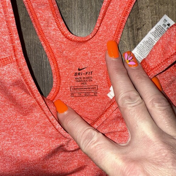 Nike Pro Dri-Fit Racer Back Women's Sports Bra - Red Heather - Size XS - Picture 3 of 4